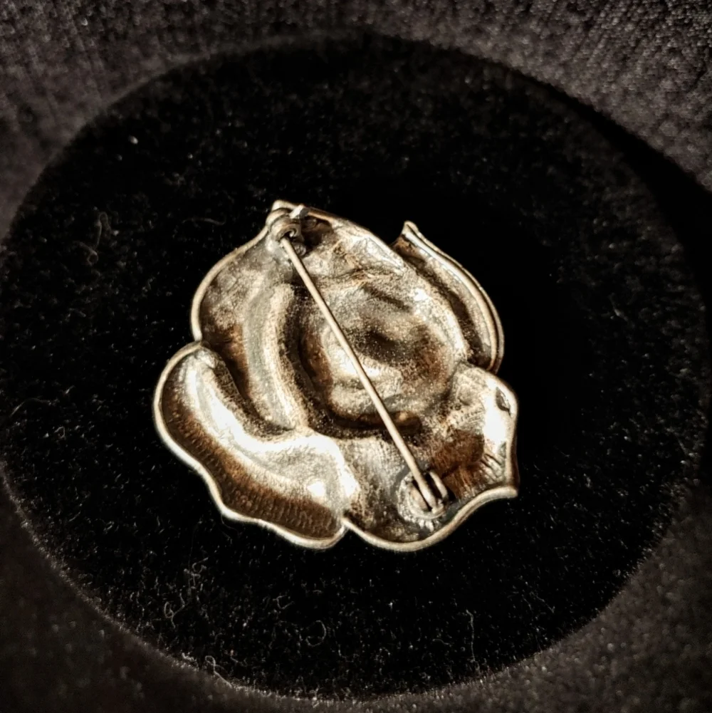 Rose Enamel Pin with Crystal Accent